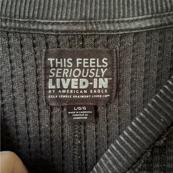 American Eagle Outfitters Gray Ribbed Sweater - Picture 3 of 4